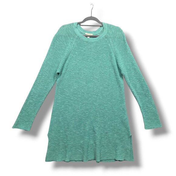 Eileen Fisher Organic Linen Cotton Slub Tunic Sweater Womens XL Green Round Neck - Picture 1 of 9